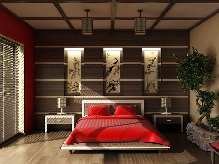 japon yatak odası fotoğraf iç