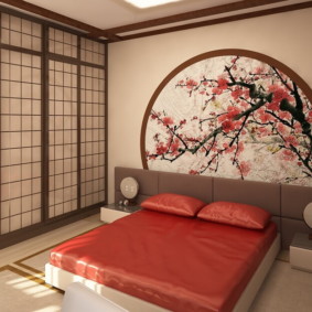 Decorațiuni foto în dormitor în stil japonez