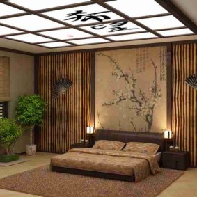 النمط الياباني غرفة نوم التصميم الداخلي