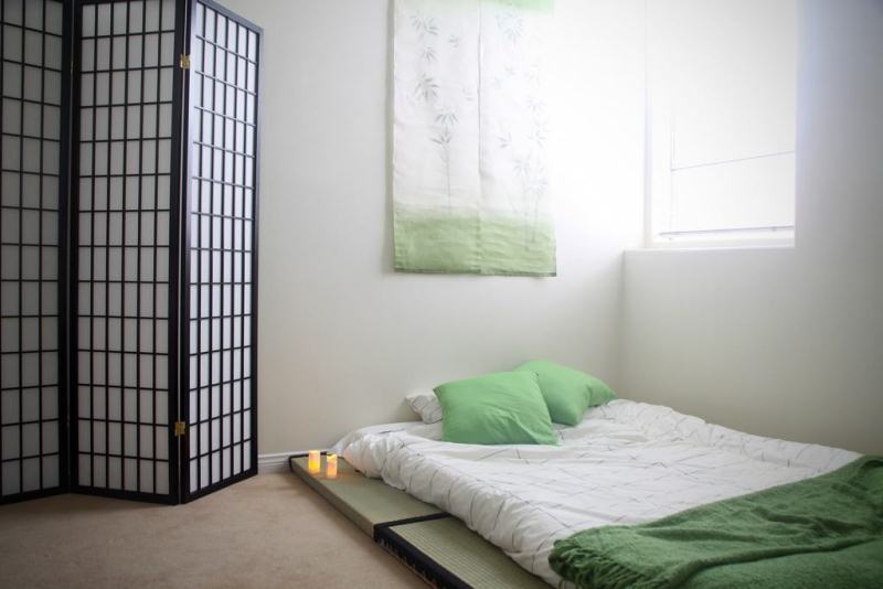 japāņu stila guļamistabas interjera idejas