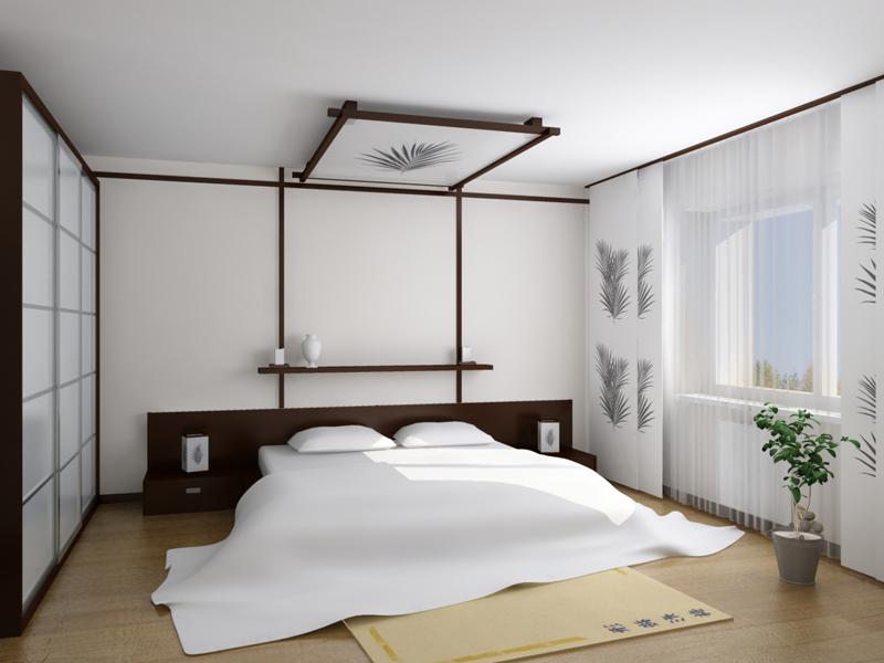 Japon tarzı yatak odası iç fikirleri