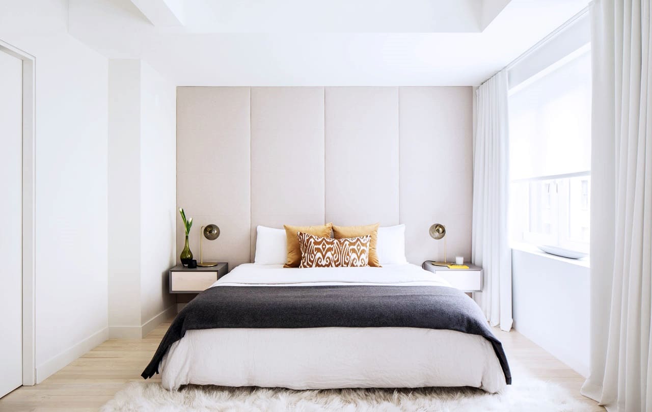 material minimalist dormitor textil