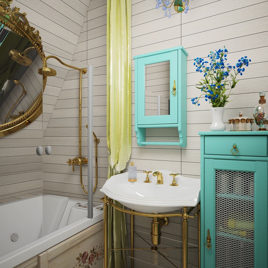 Phòng tắm nhỏ Provence