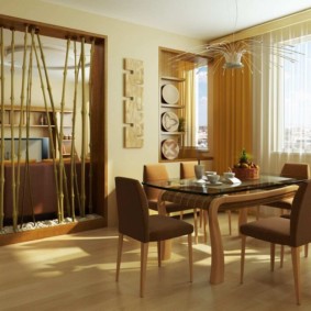 bambu ile yemek odası mutfak tasarımı