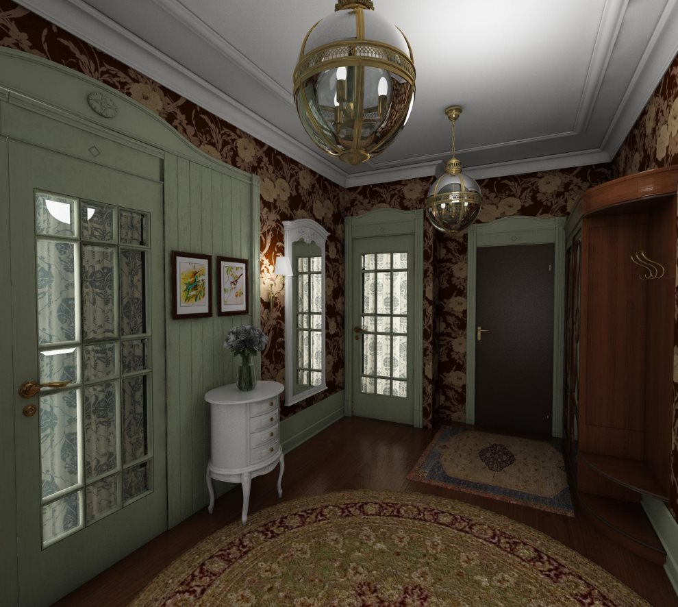 Nội thất của hành lang của một ngôi nhà riêng theo phong cách Anh