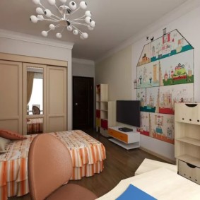 chambre et chambre d'enfant dans une pièce photo