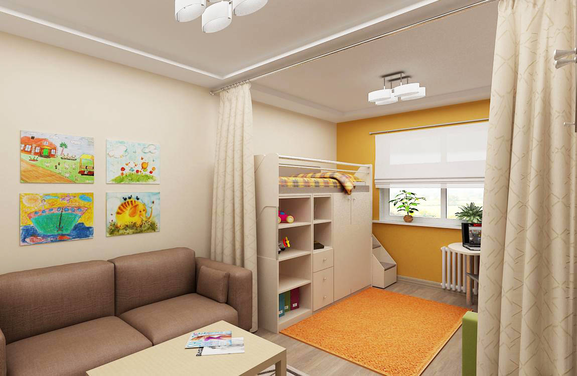living room design with a nursery