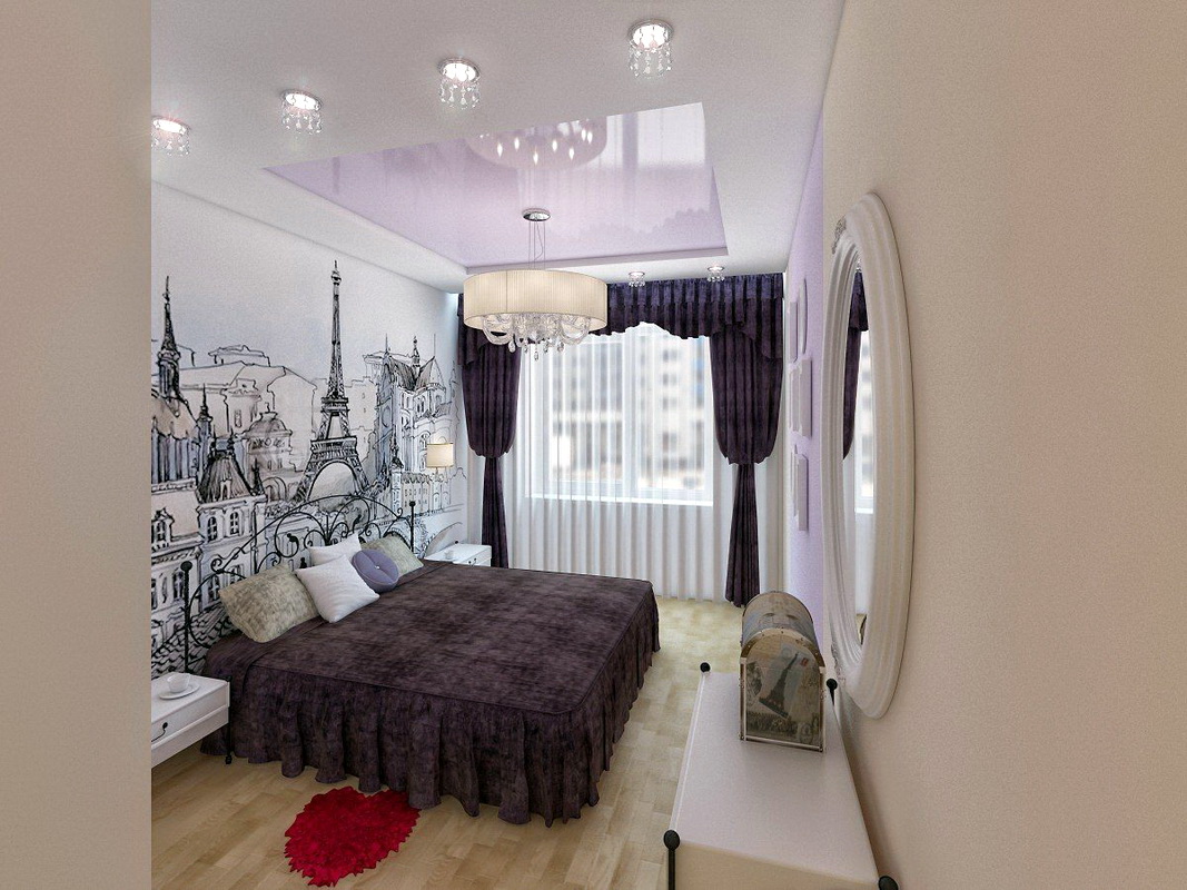 chambre à coucher design 12 m² avec une armoire balcon