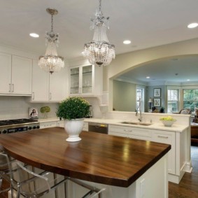 Kitchen island lacquered countertop