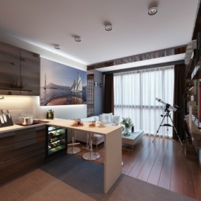 Studio apartment with panoramic window