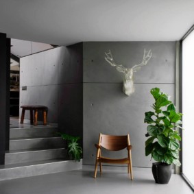 Gray concrete wall surfaces