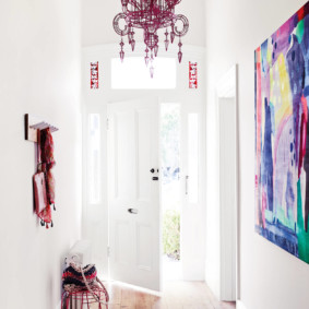 Bright hallway with white walls