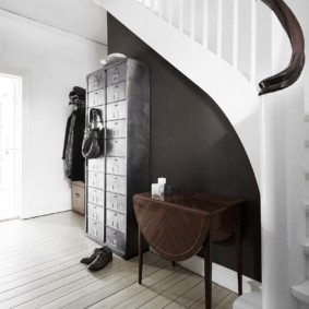 Scandinavian style hallway with stairs