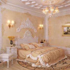 Yatak odasında dekor alçı sıva duvarlar
