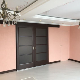 Pink walls in a spacious room