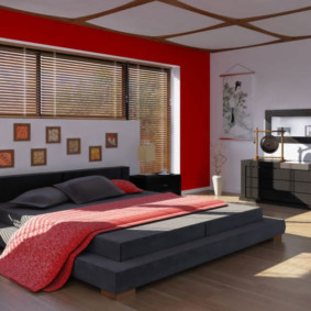 Çin stili yatak odası iç kırmızı renk