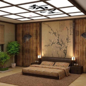 Japon yatak odasında asma tavan