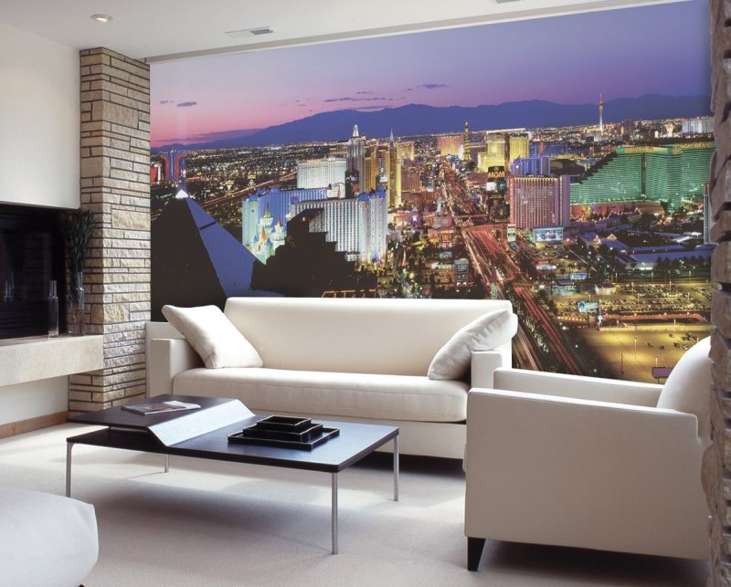 photo wallpaper in the living room photo interior
