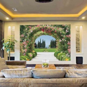photo wallpaper in the living room decor ideas
