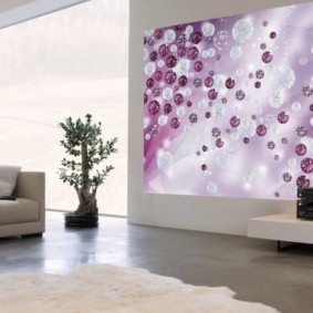 photo wallpaper in the living room design photo