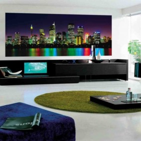 photo wallpaper in the living room ideas photo