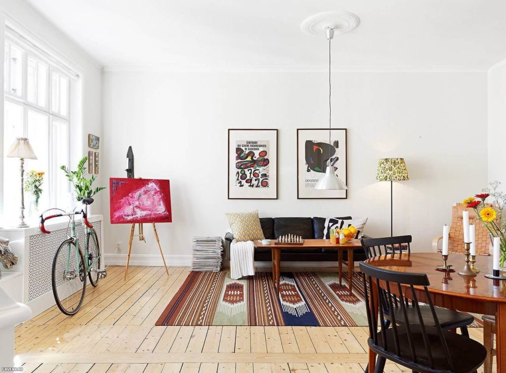 İskandinav tarzı oturma odası tasarım fotoğraf