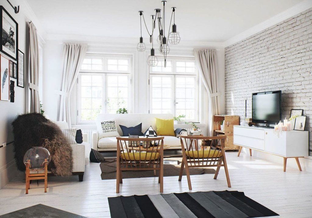 İskandinav tarzı oturma odası fotoğraf tasarımı