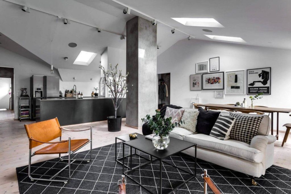 İskandinav tarzı oturma odası tasarım fotoğraf