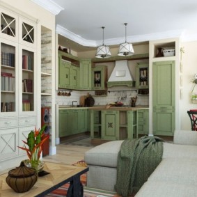 Rustik mutfak-oturma odası