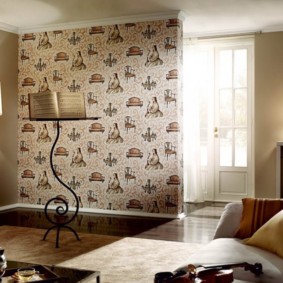 kết hợp giấy dán tường trong ý tưởng nội thất phòng khách