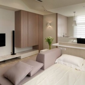 appartement d'une pièce avec un lit et un canapé types d'intérieur