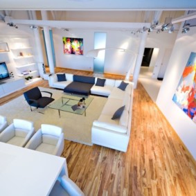 studio apartment in loft style photo design