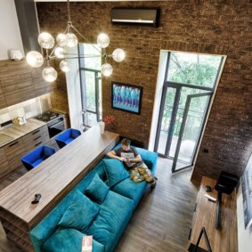 studio apartment in loft style interior
