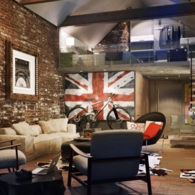 studio apartment in loft style interior photo