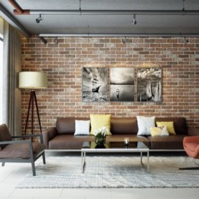 décoration de l'appartement sous une photo d'intérieur en brique décorative