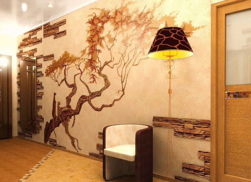 koridor dekoratif taş ile dekorasyon