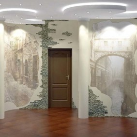 décoration murale avec vue photo en pierre décorative