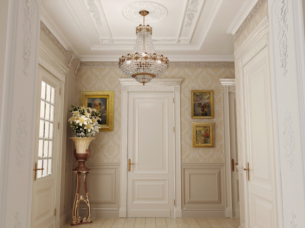 lustre de plafond dans le décor photo du couloir