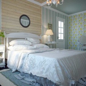 Provence yatak odasının iç doğal tekstil
