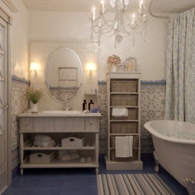 Dizaina vannas istaba Provence stila dzīvoklī