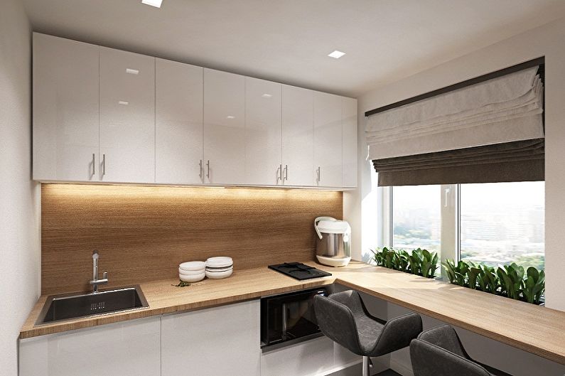 Conception d'une cuisine compacte dans le style du minimalisme