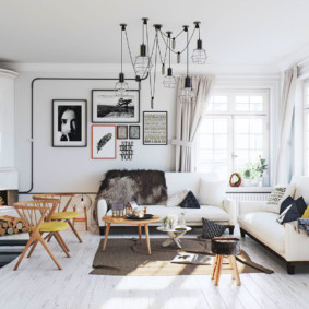 İskandinav tarzı oturma odası dekor fotoğraf