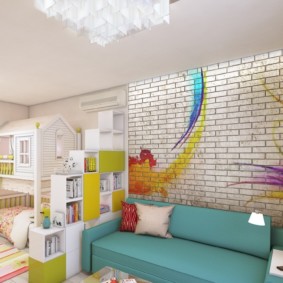 the combination of living room and children's photo design