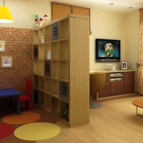 kết hợp phòng khách và ý tưởng nội thất của trẻ em