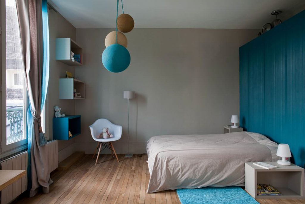 תפאורה לחדר שינה בצבע טורקיז