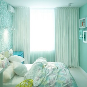 turkuaz yatak odası iç fotoğraf