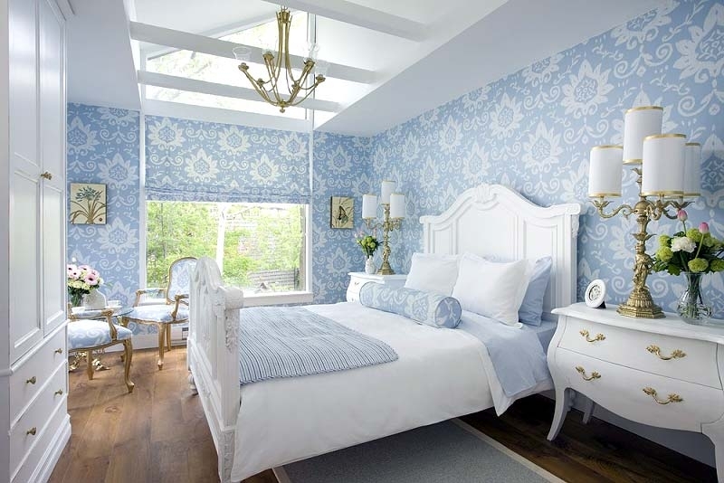 mavi dekor fikirleri yatak odasında
