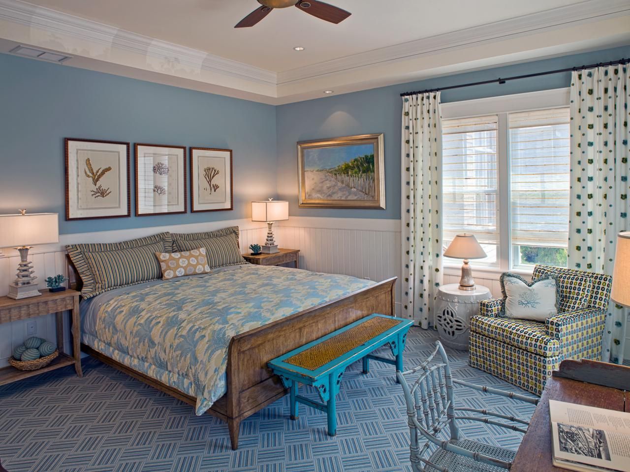 mavi dekor yatak odası