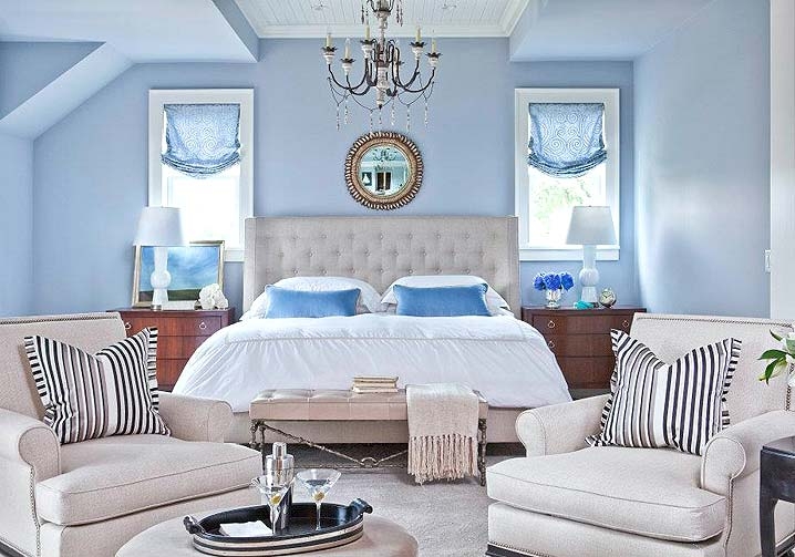 חדר שינה בתצלום פנים כחול