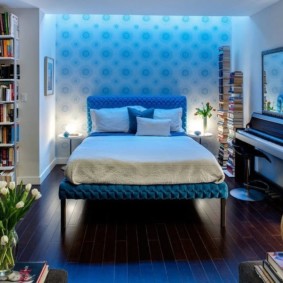 تصميم غرفة النوم الزرقاء الصورة